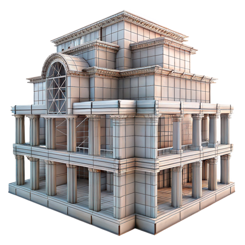 beautiful rustic Abstract Building Wireframe Model Isolated Element original png