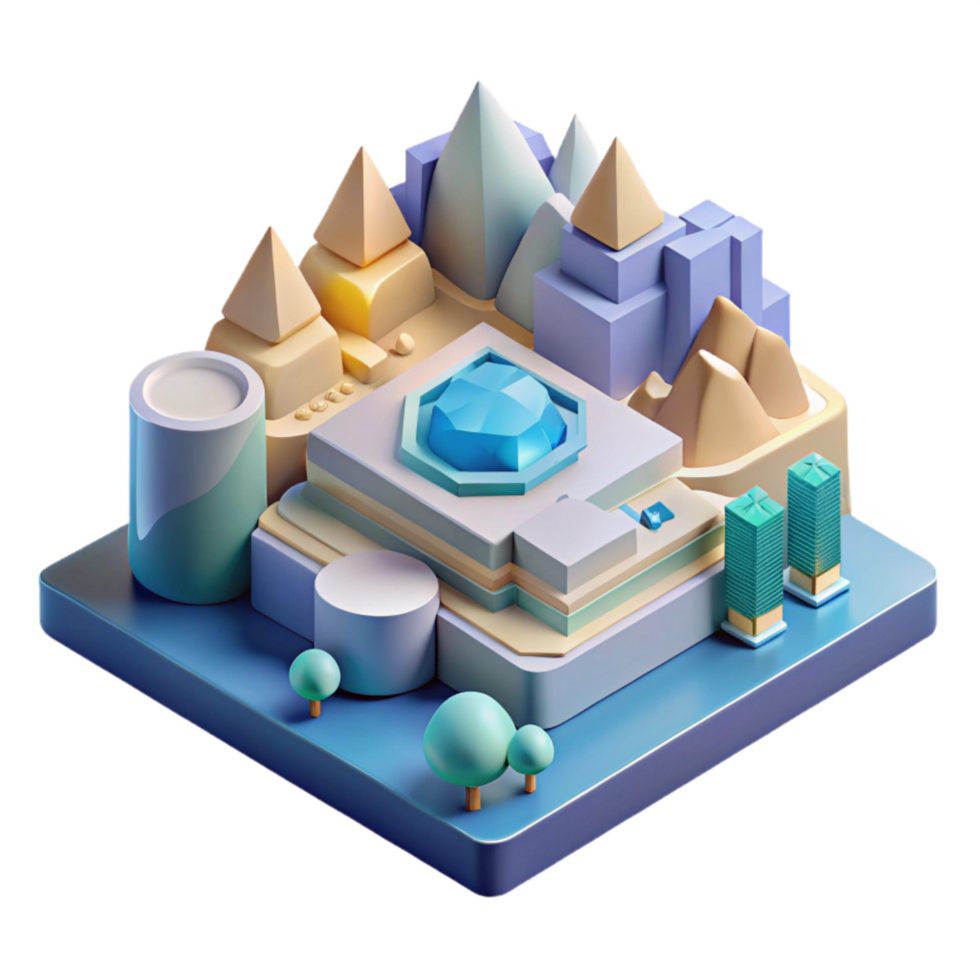 extraordinary creative Abstract Data Landscape Isometric View Isolated high quality png
