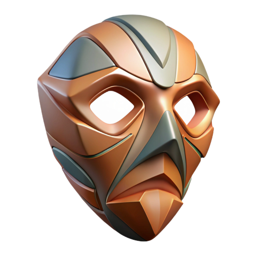 magnificent classic Abstract Face Mask Design Transparent Background with Angled Perspective professional png