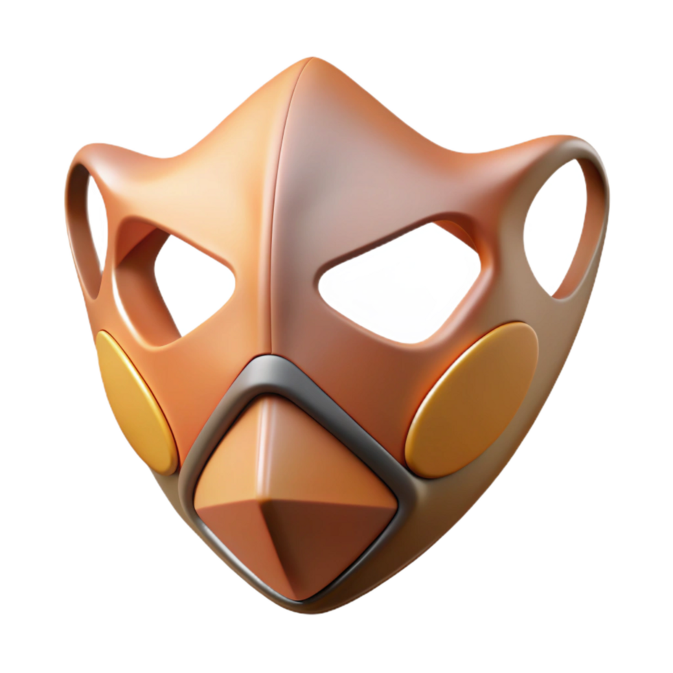 magnificent classic Abstract Face Mask Design Transparent Background with Angled Perspective 4K png