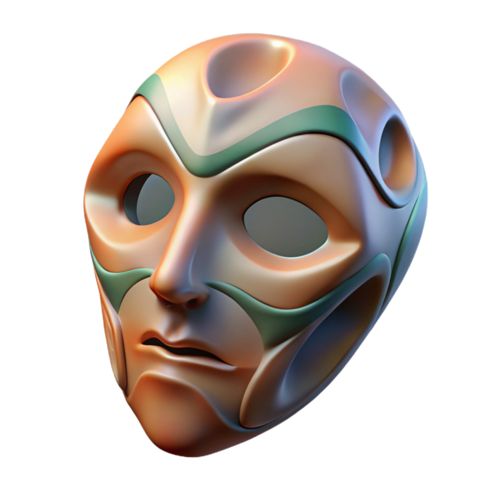 impressionante tradicional abstrato face mascarar Projeto transparente fundo com angular perspectiva genuíno png