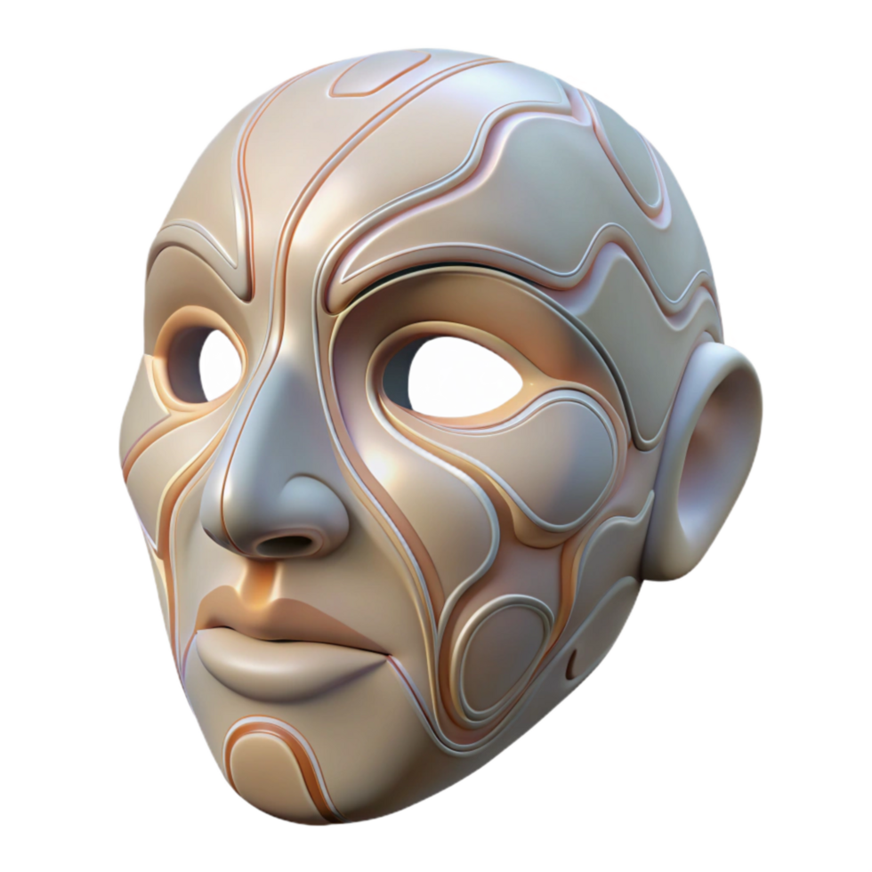 impressive traditional Abstract Face Mask Transparent Background Side View 4K png