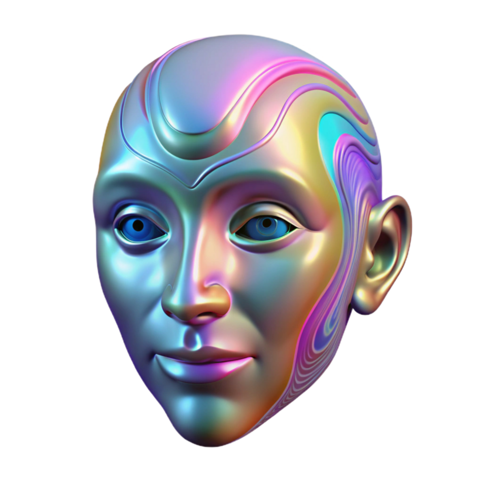 elegant modern Abstract Face with Holographic Texture Isolated high resolution png