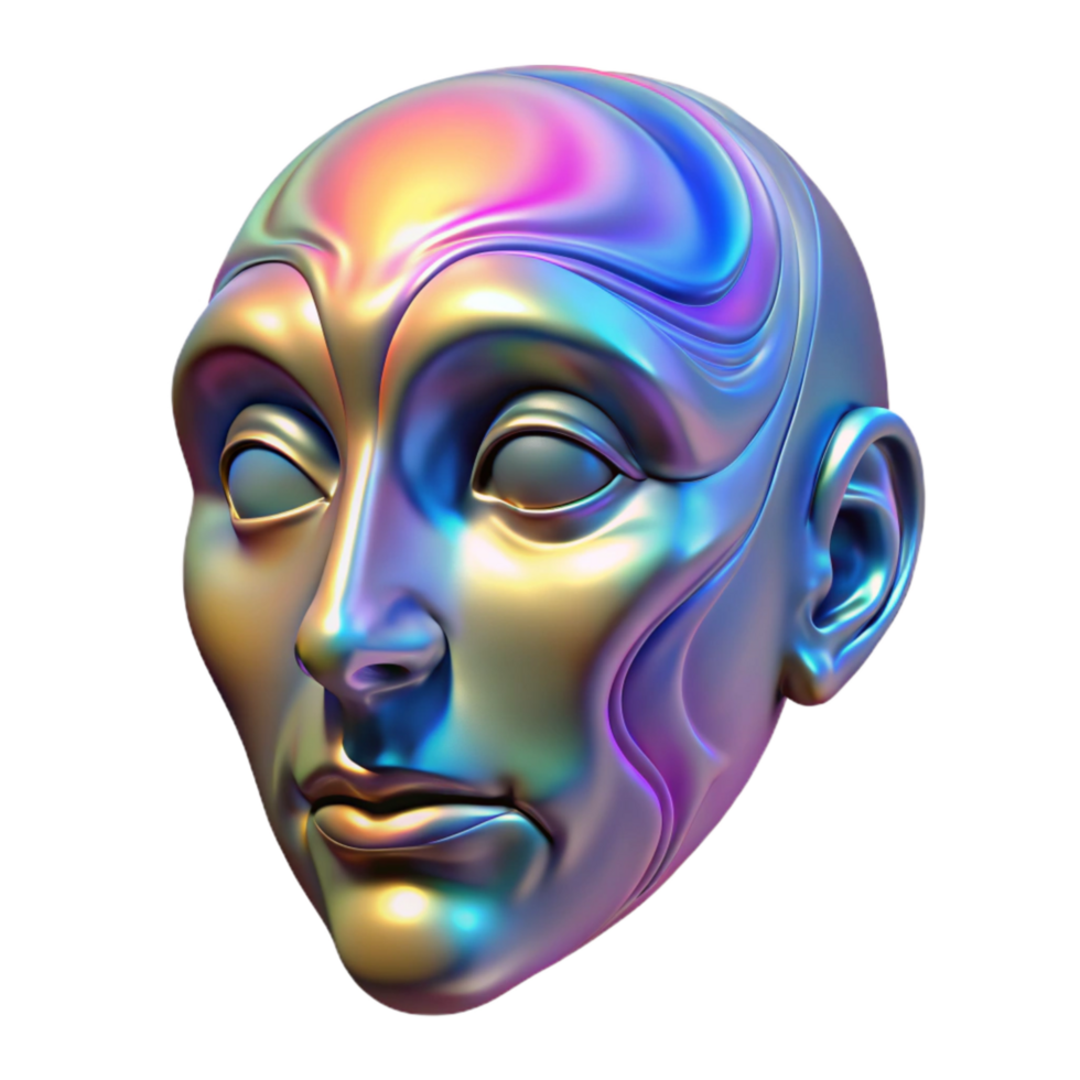 wonderful creative Abstract Face with Holographic Texture Isolated authentic png