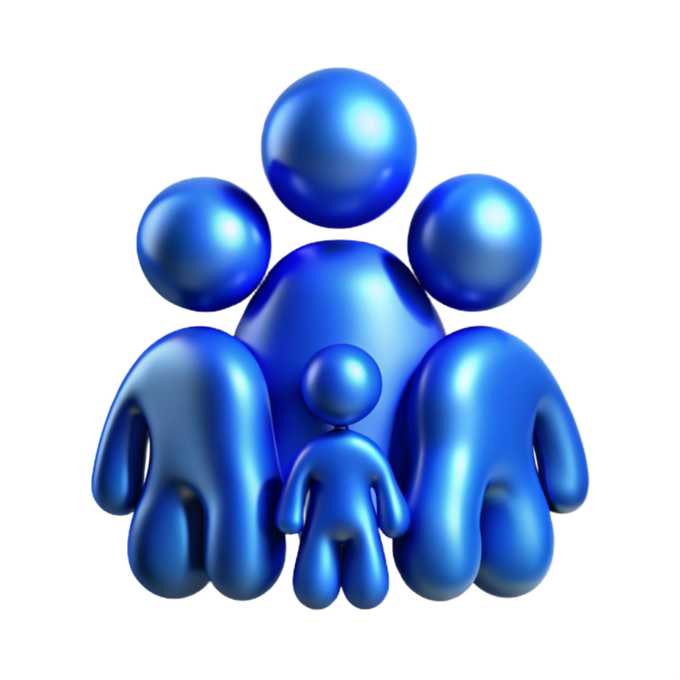 beautiful modern Abstract Family Silhouette in Blue Cutout genuine png