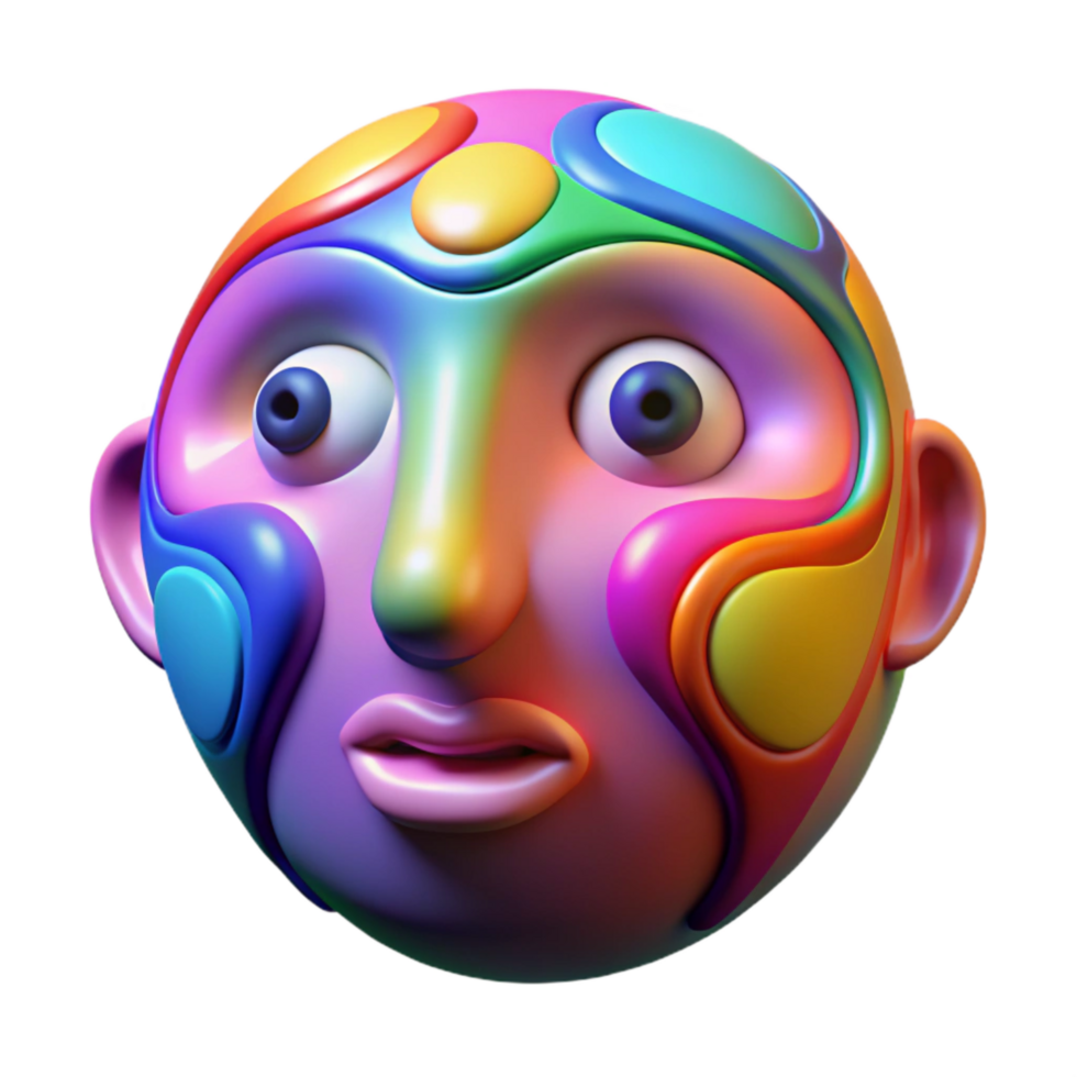 dramatic creative Abstract Face with Vibrant Colors Transparent Background authentic png