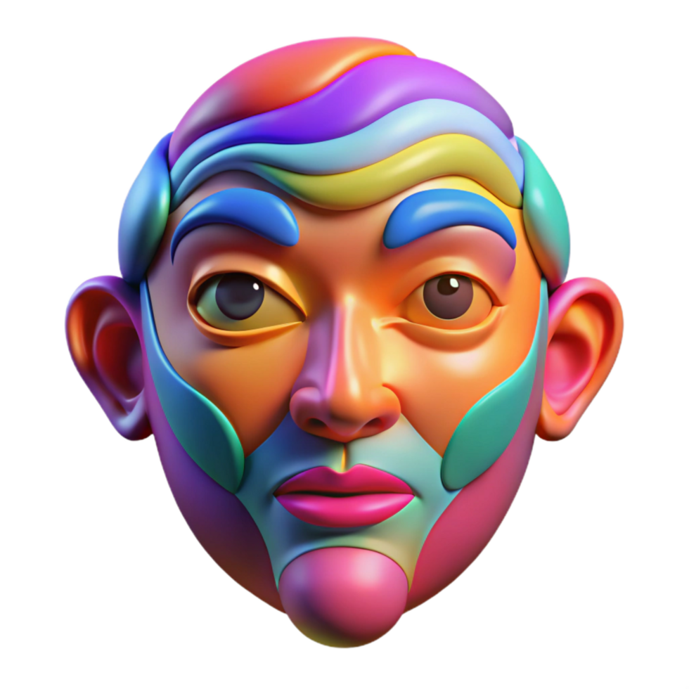 serene classic Abstract Face with Vibrant Colors Transparent Background authentic png