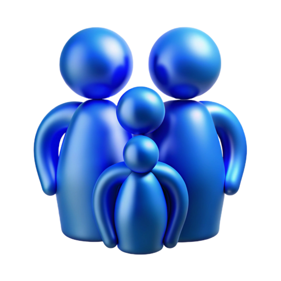 magnificent contemporary Abstract Family Silhouette in Blue Cutout authentic png