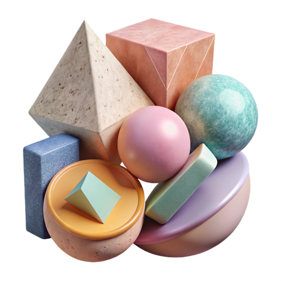 vibrant rustic Abstract Geometric Shapes with Gradient Colors Isolated premium png