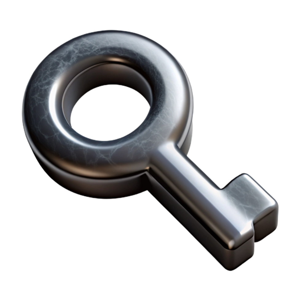 serene minimalist Abstract Key Icon Silver and Black Isolated Element premium png