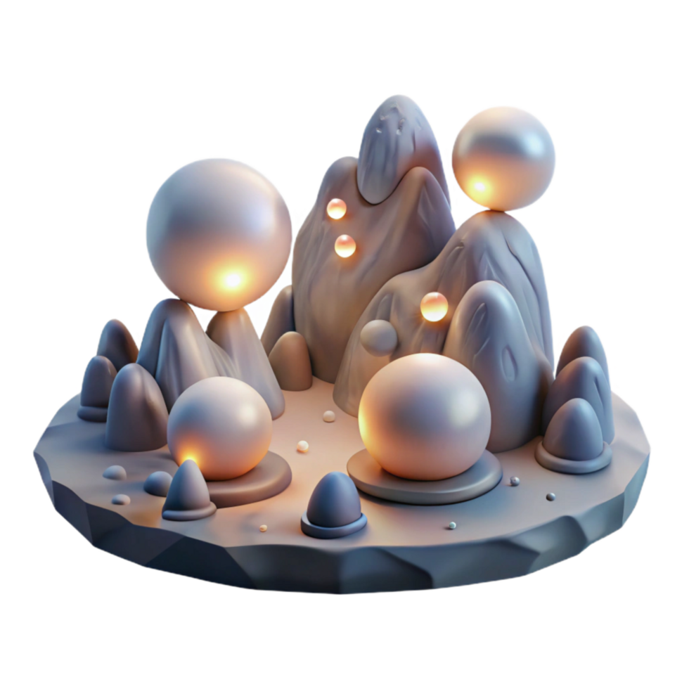 impressive artistic Abstract Landscape with Glowing Grid Cutout genuine png