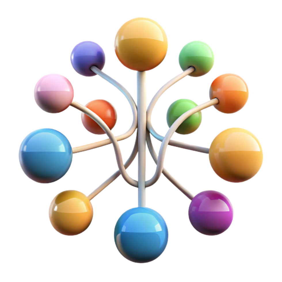 wonderful rustic Abstract Mind Map Isolated with Colorful Branches and Nodes original png