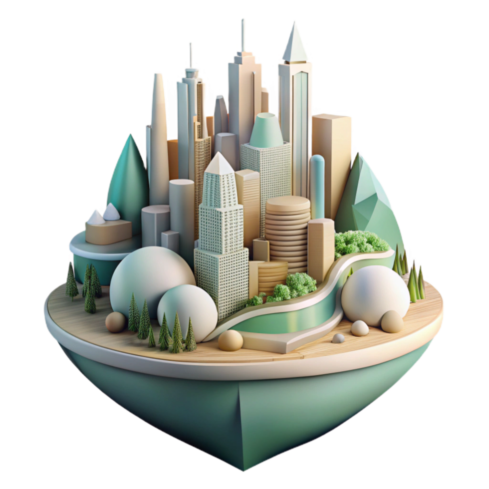dramatic minimalist Abstract Nature Inspired Cityscape Isolated premium png