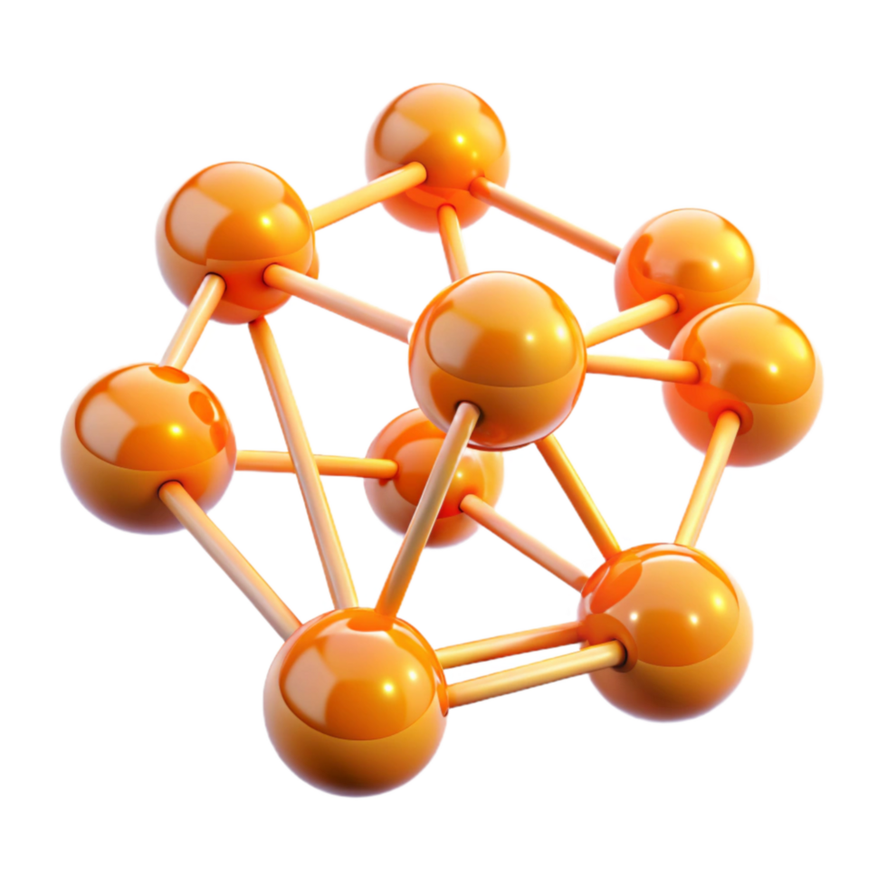 impressive contemporary Abstract Network Nodes Glowing Orange Transparent Background high resolution png