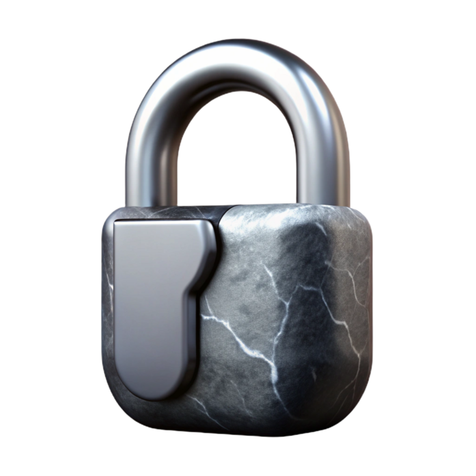 impressive traditional Abstract Padlock Icon Black and Silver Isolated Element premium png
