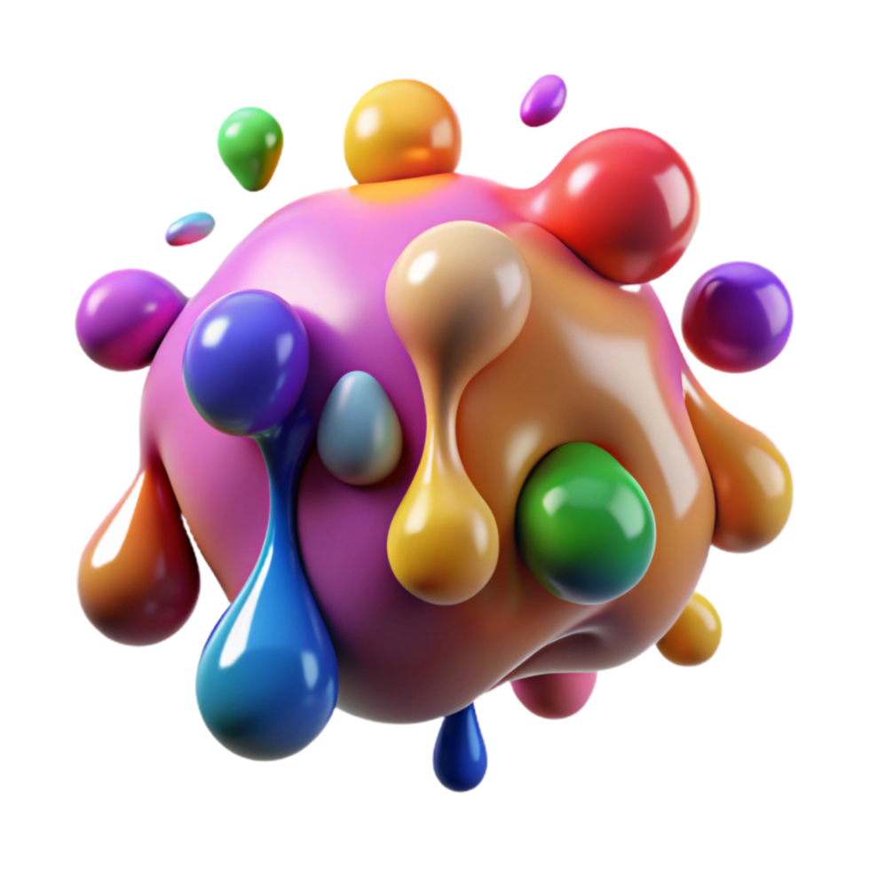elegant modern Abstract Paint Splatter Colorful Drops Isolated detailed png