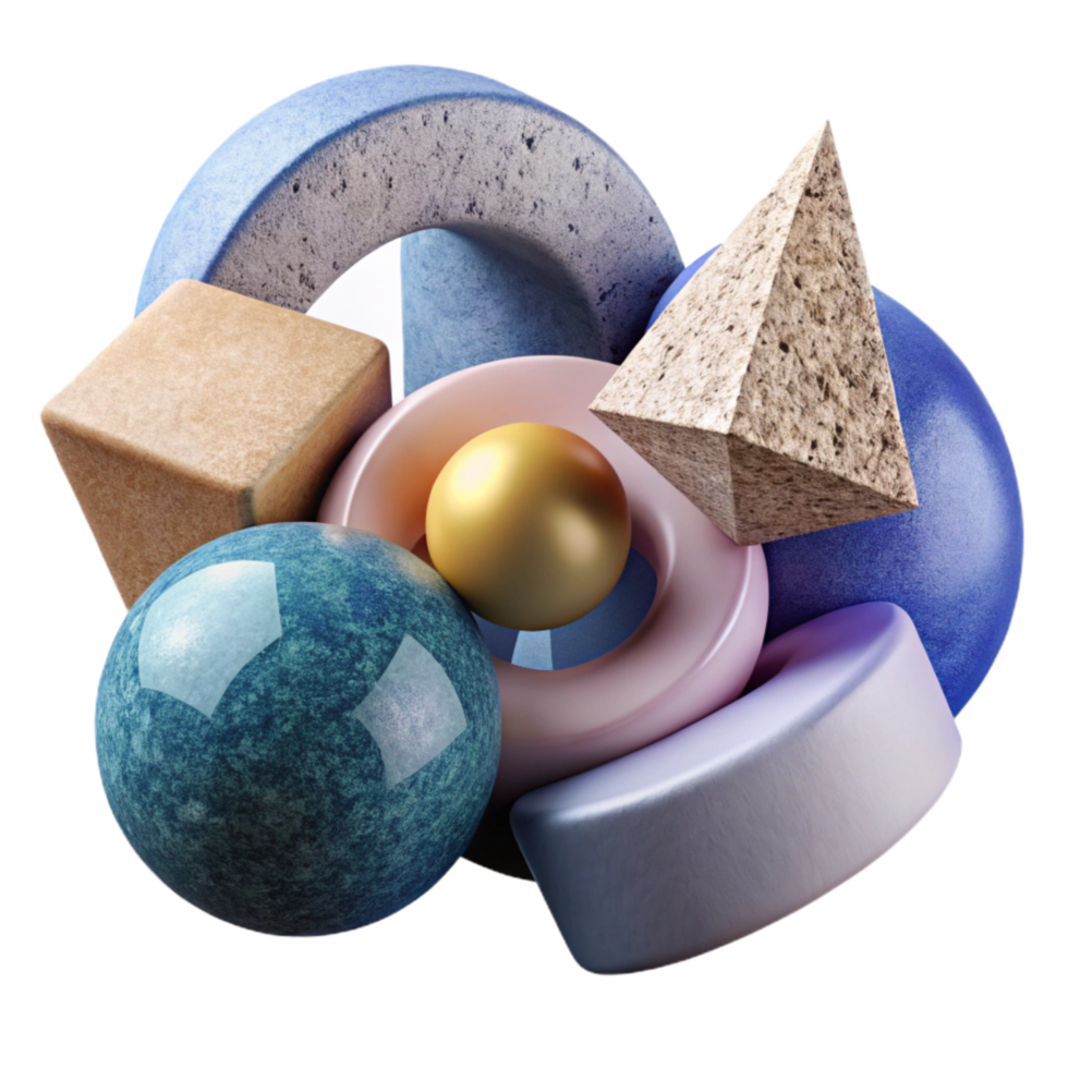 extraordinary vintage Abstract Shapes Representing Different Dimensions Isolated 4K png