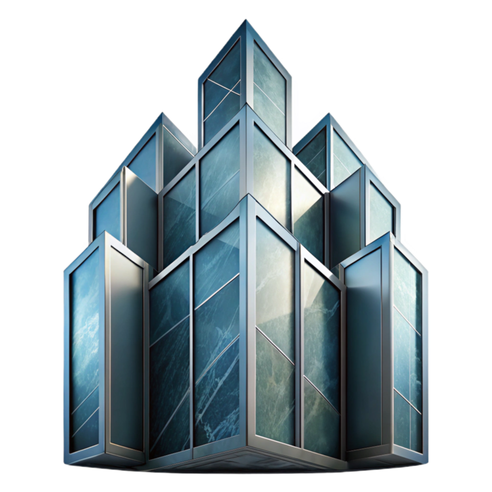 vibrant classic Abstract Skyscraper Glass Facade Cutout Element ...