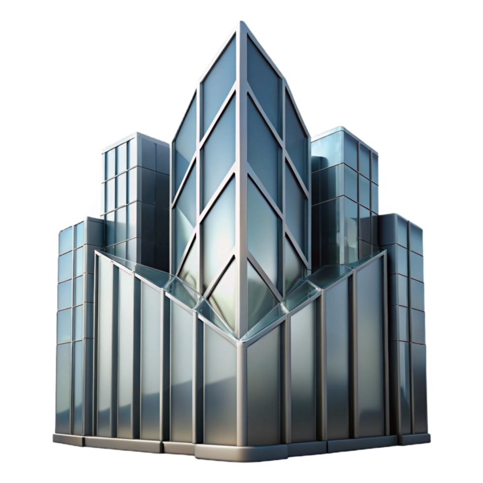 vibrant modern Abstract Skyscraper Glass Facade Cutout Element genuine png