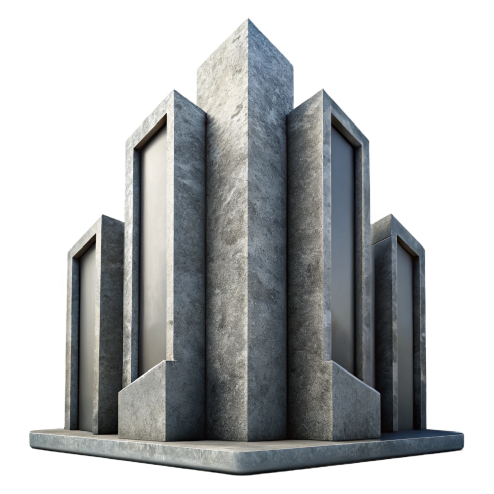 vibrant contemporary Abstract Skyscraper Concrete Facade Cutout Element 4K png