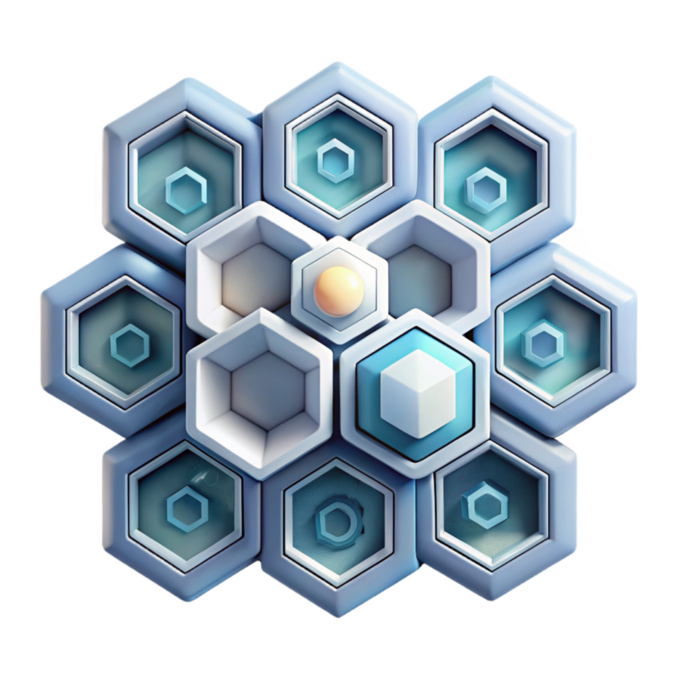stunning abstract Abstract Tech Pattern with Hexagons Transparent Cutout detailed png