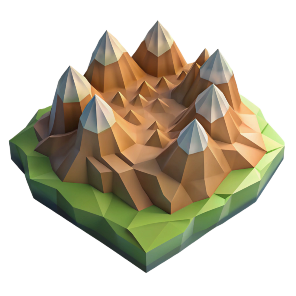 vibrant creative Abstract Terrain with Low Poly Style Isolated premium png