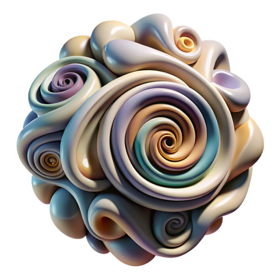 elegant contemporary Abstract Thought Process Isolated with Swirling Lines and Colors premium png