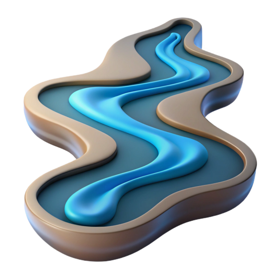 elegant rustic Abstract Time Flowing River Cutout Transparent Background premium png