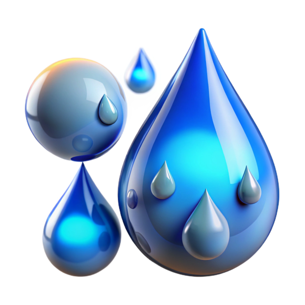 wonderful classic Abstract Vr Water Droplets with Blue and Clear Reflections Cutout premium png