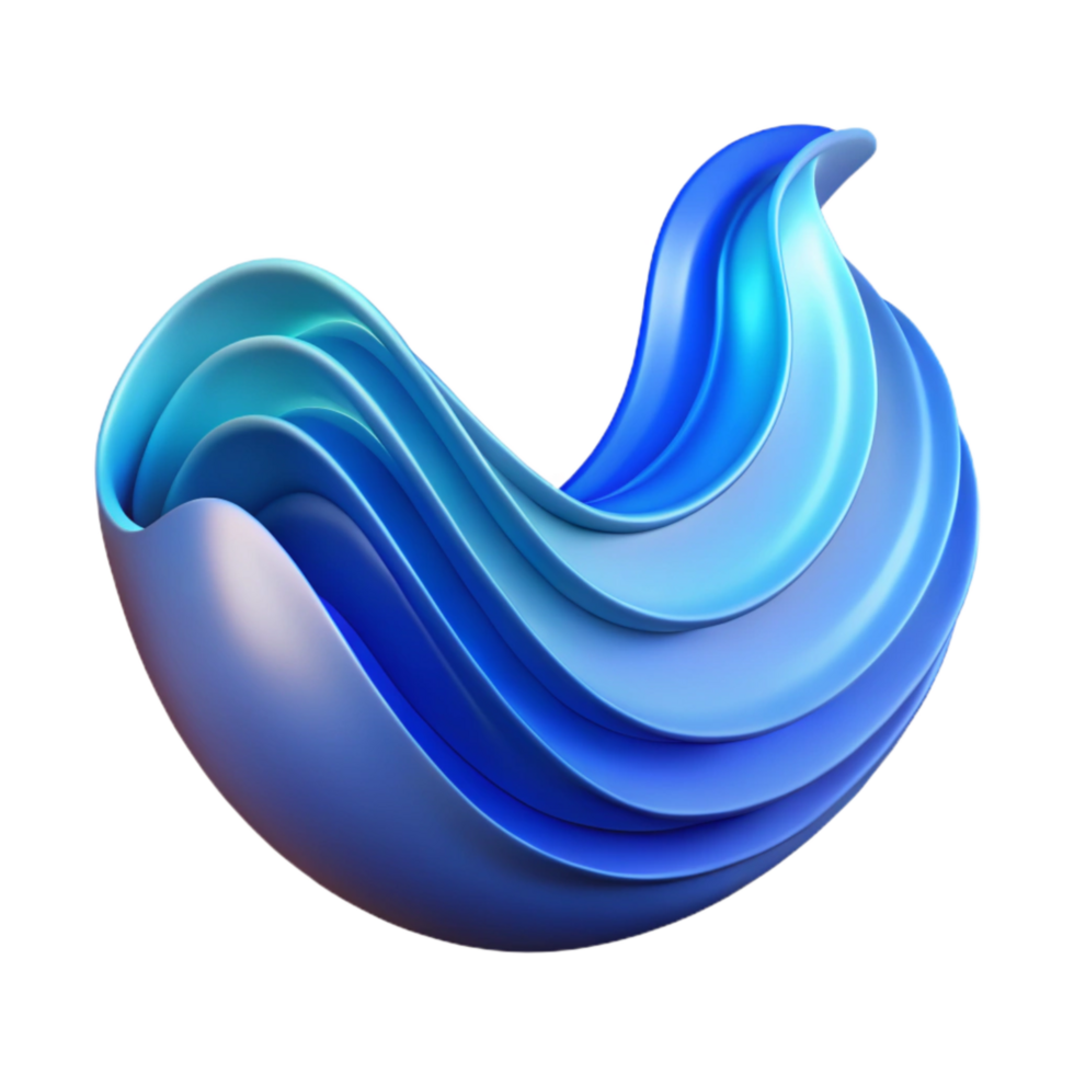 extraordinary contemporary Abstract Wave Cutout with Blue Gradient 4K png