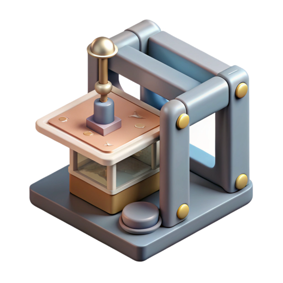 extraordinary minimalist Additive Manufacturing Machine Isometric View Transparent Background original png