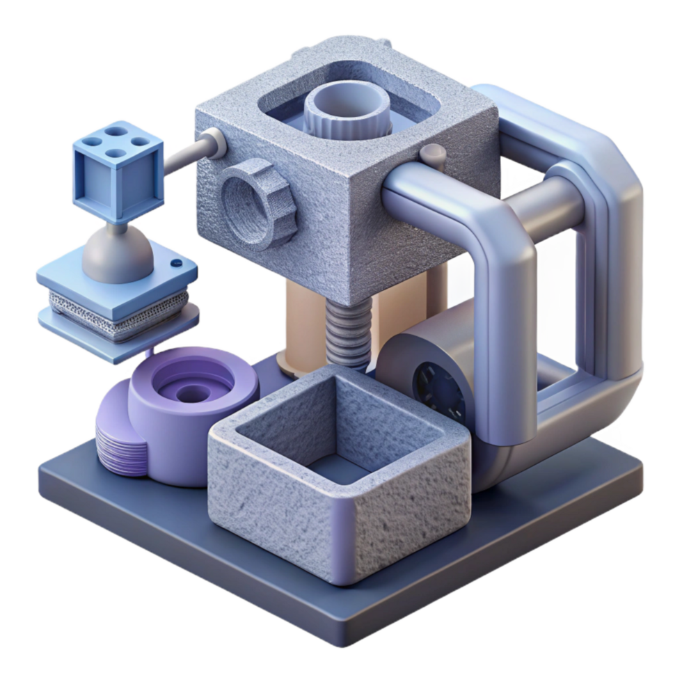 extraordinary classic Additive Manufacturing Machine Parts Diagram Isolated 4K png