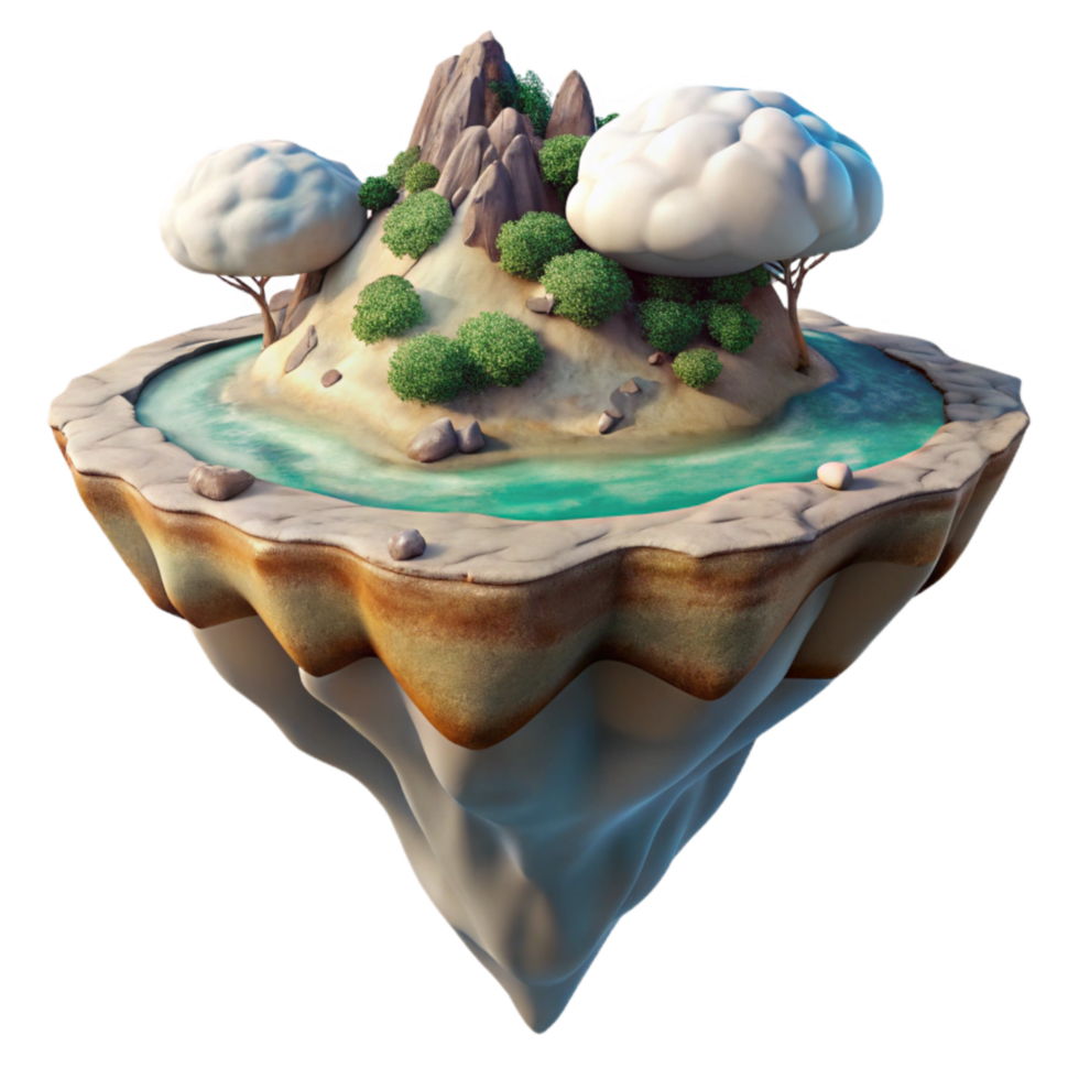 stunning artistic Aerial View Floating Island with Transparent Background genuine png
