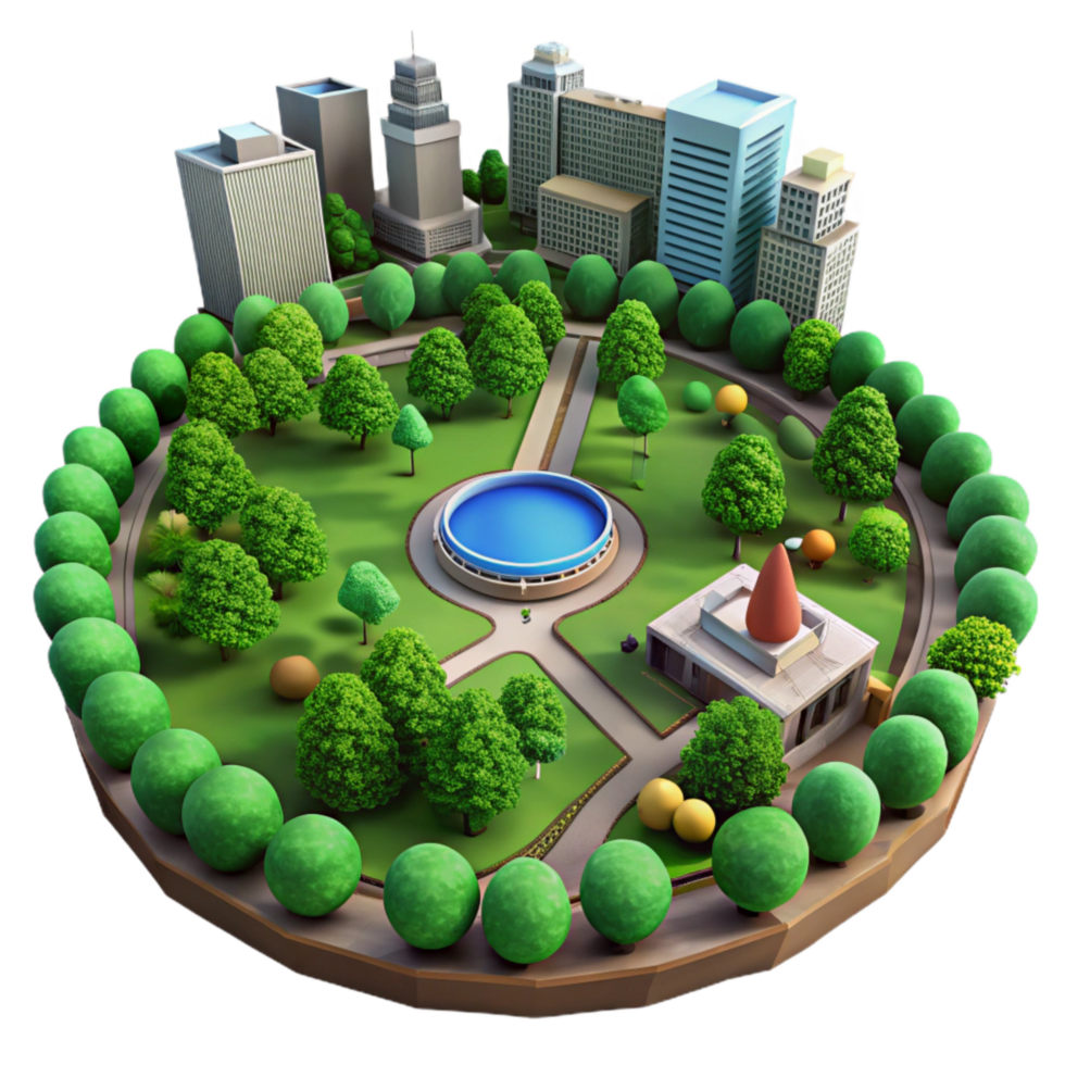 extraordinary abstract Aerial View of City Park with Green Spaces Cutout with Bird's Eye Perspective high resolution png