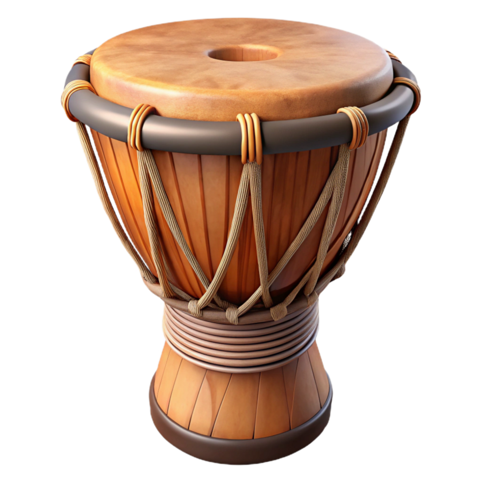 wonderful classic African Djembe Drum with Rope Tuning Transparent Background premium png