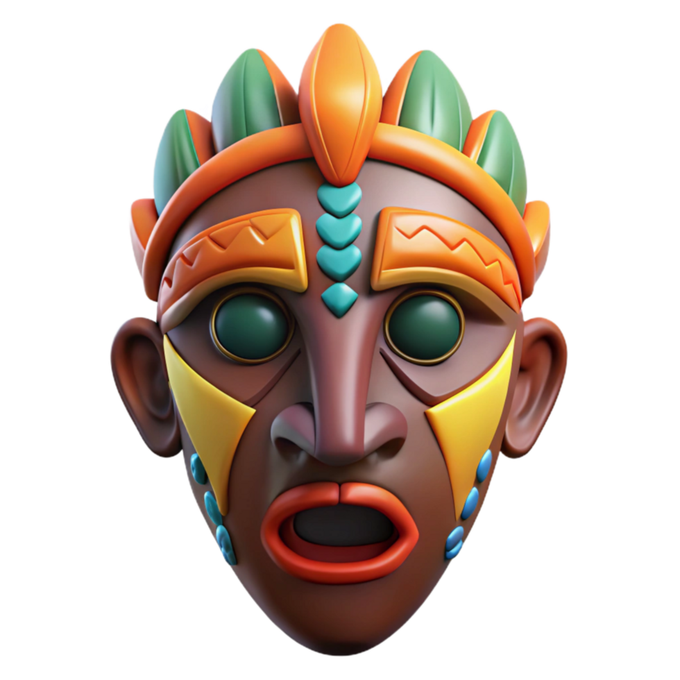 stunning abstract African Tribal Mask Isolated with Bold Colors exclusive png