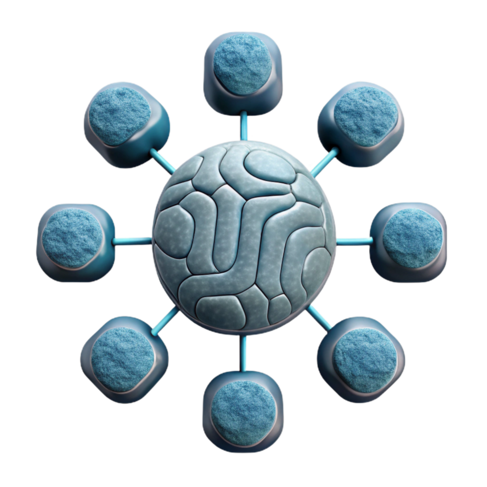 vibrant creative Ai Powered Cell Network Diagram Transparent Background detailed png