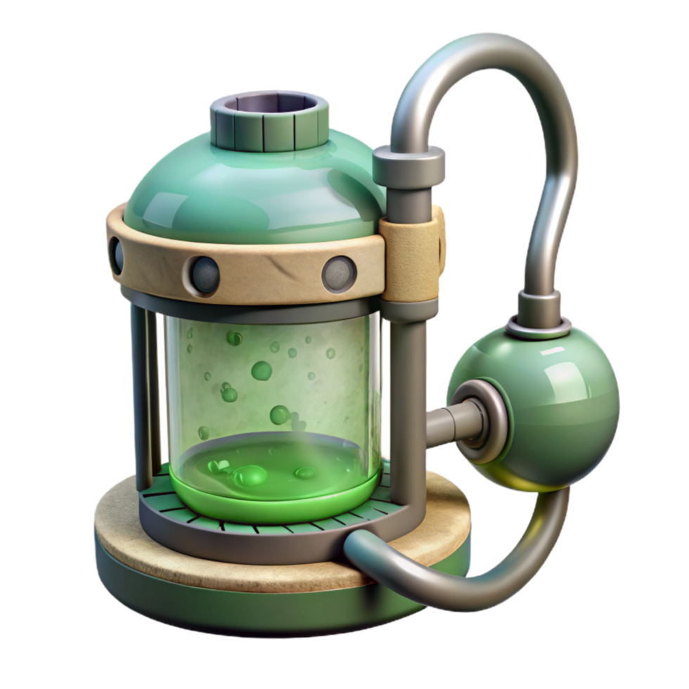 vibrant artistic Algae Bioreactor with Oxygen Output Port Isolated high resolution png