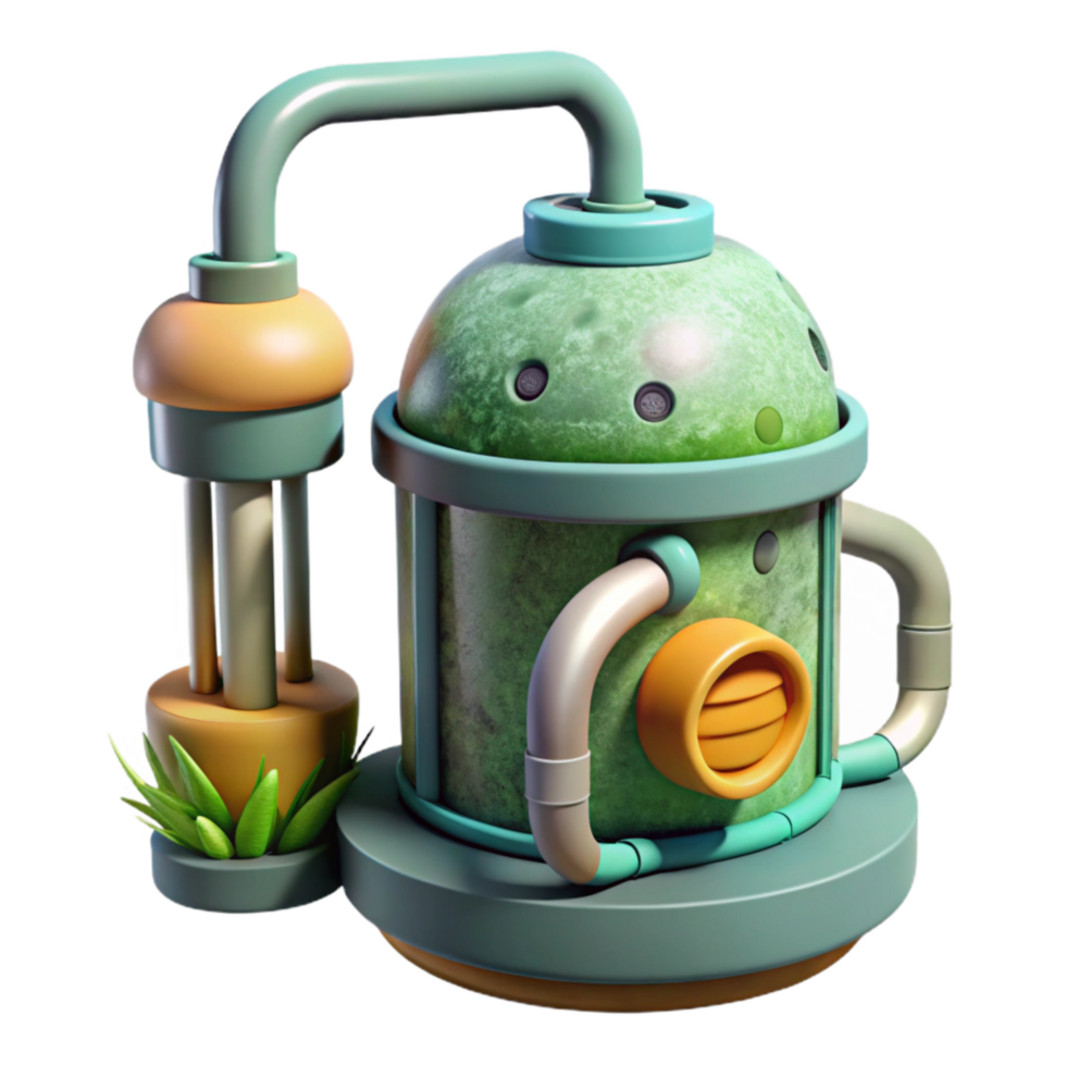 dramatic artistic Algae Bioreactor with Oxygen Output Port Isolated professional png