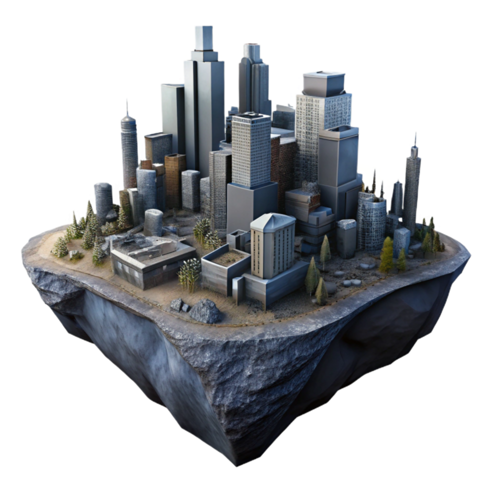 extraordinary minimalist Alternate Reality Cityscape Dark and Gritty Isolated premium png
