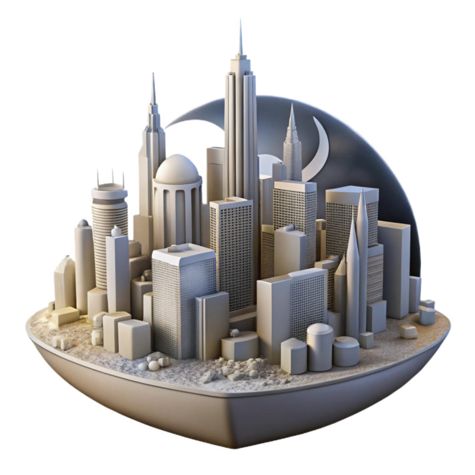 beautiful classic Alternate Reality City Skyline Night View Isolated high resolution png