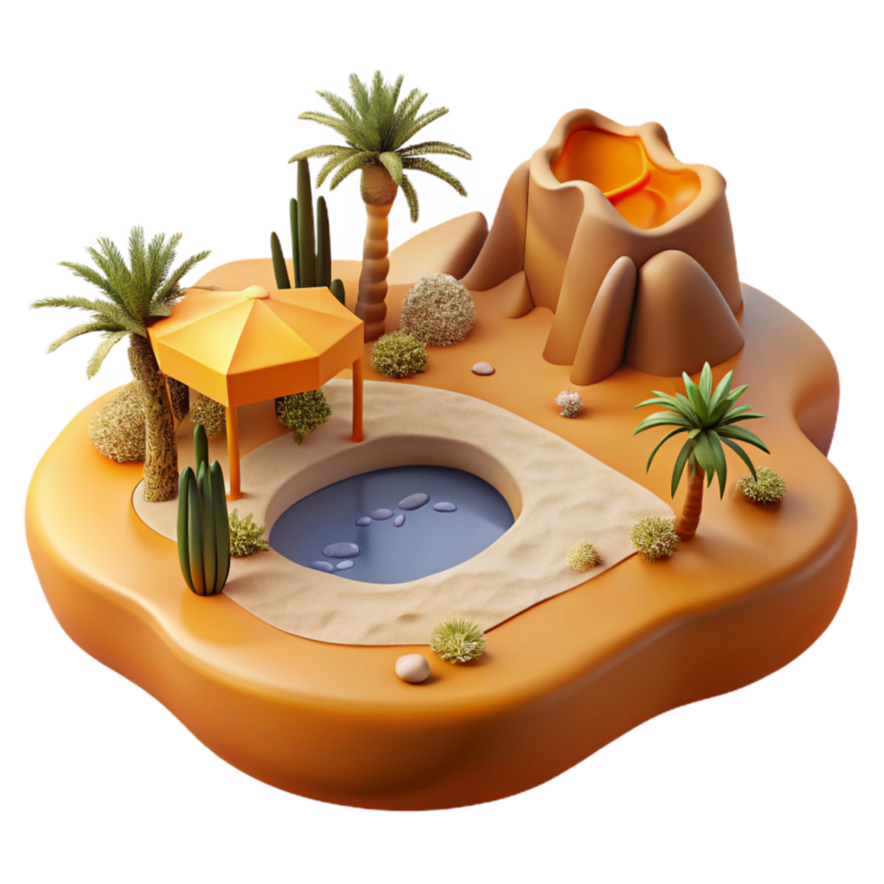 wonderful modern Alternate Reality Landscape Desert Oasis Orange Cutout authentic png