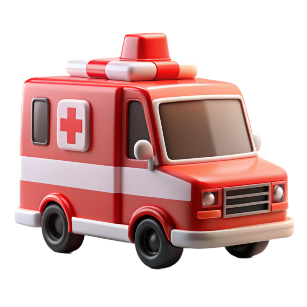 extraordinary rustic Ambulance Front View Red White Isolated Element premium png