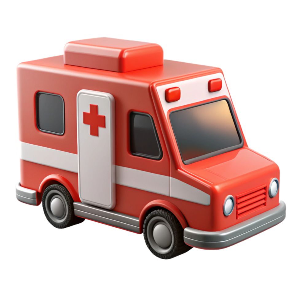 magnificent artistic Ambulance Side View Red and White Isolated 4K png