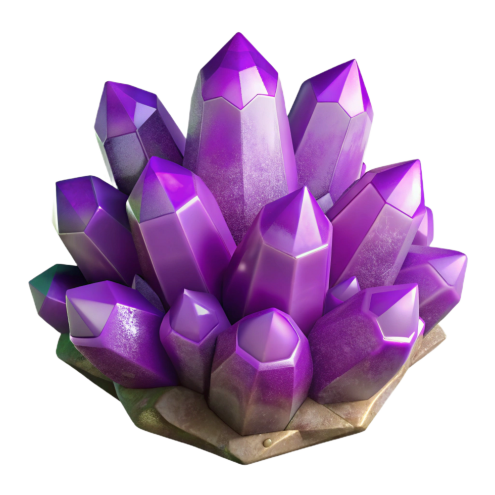 stunning abstract Amethyst Cluster Isolated with Purple Crystals 4K png
