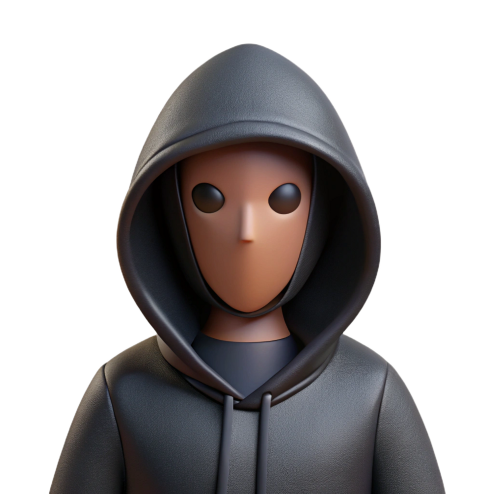 dramatic minimalist Anonymous Figure Hood Black Fabric Isolated Element original png
