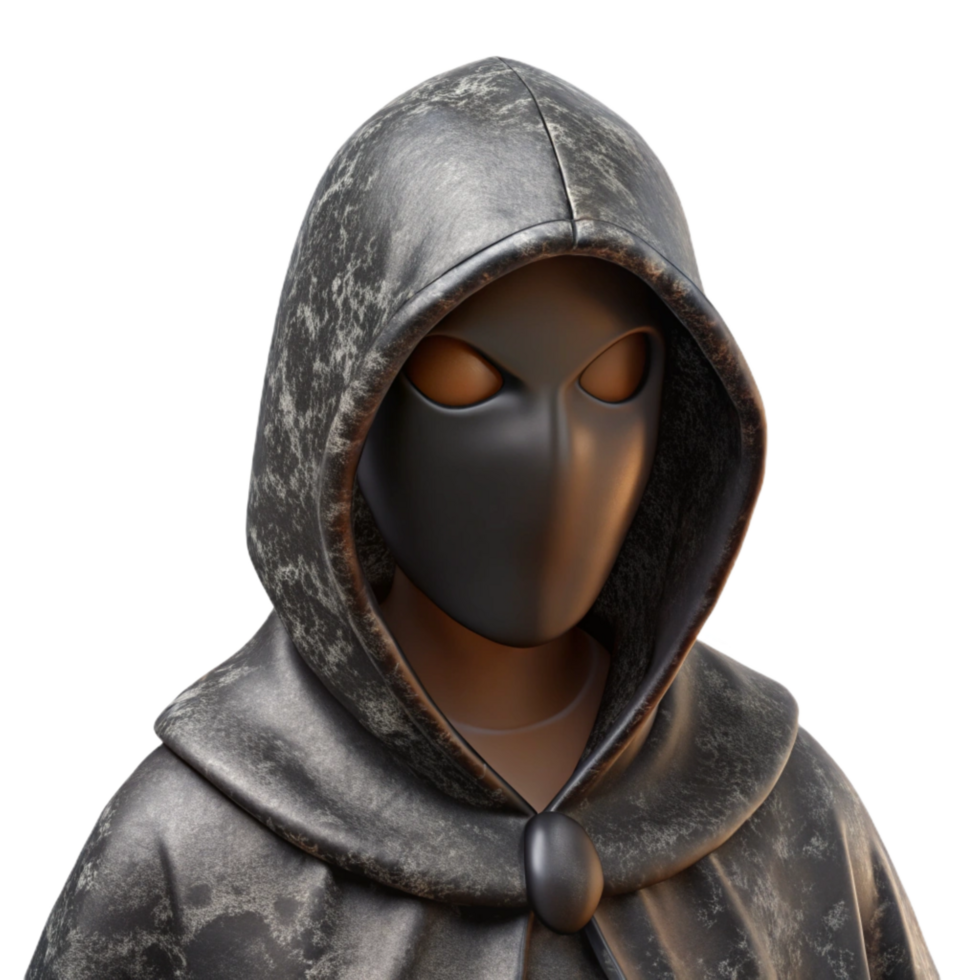 vibrant artistic Anonymous Figure Hood Black Fabric Isolated Element exclusive png