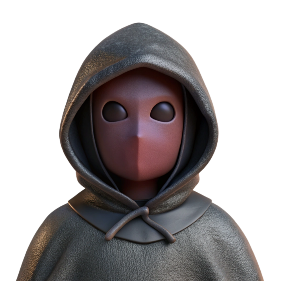 extraordinary traditional Anonymous Figure Hood Black Fabric Isolated Element authentic png