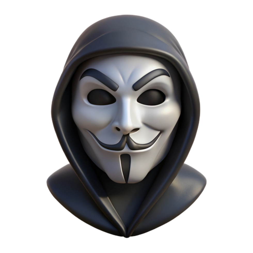 serene abstract Anonymous Hacker Mask Black Skull Isolated Element detailed png