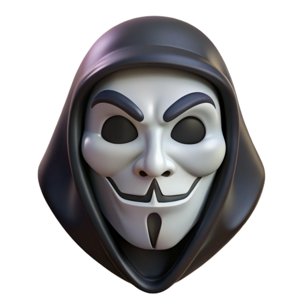 vibrant minimalist Anonymous Hacker Mask Black Skull Isolated Element high resolution png